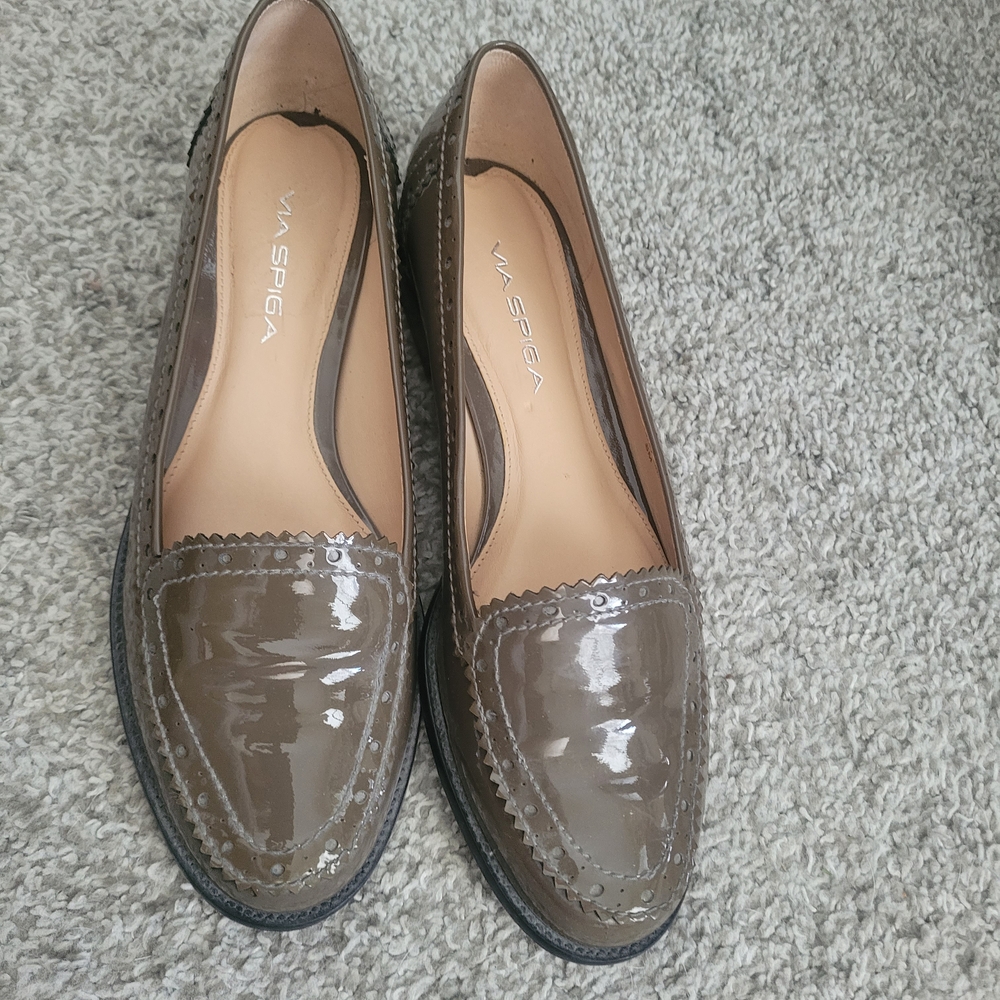 Via Spiga Women's Brown Patent Loafers